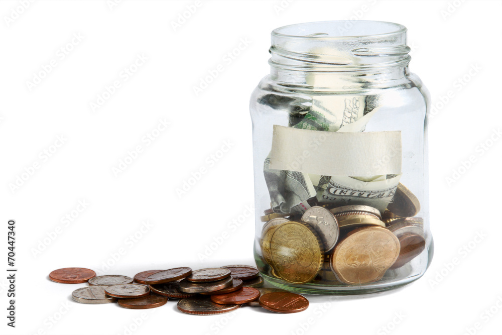 Money on the bottle,dollar,isolated white Money on the bottle,dollar,isolated white