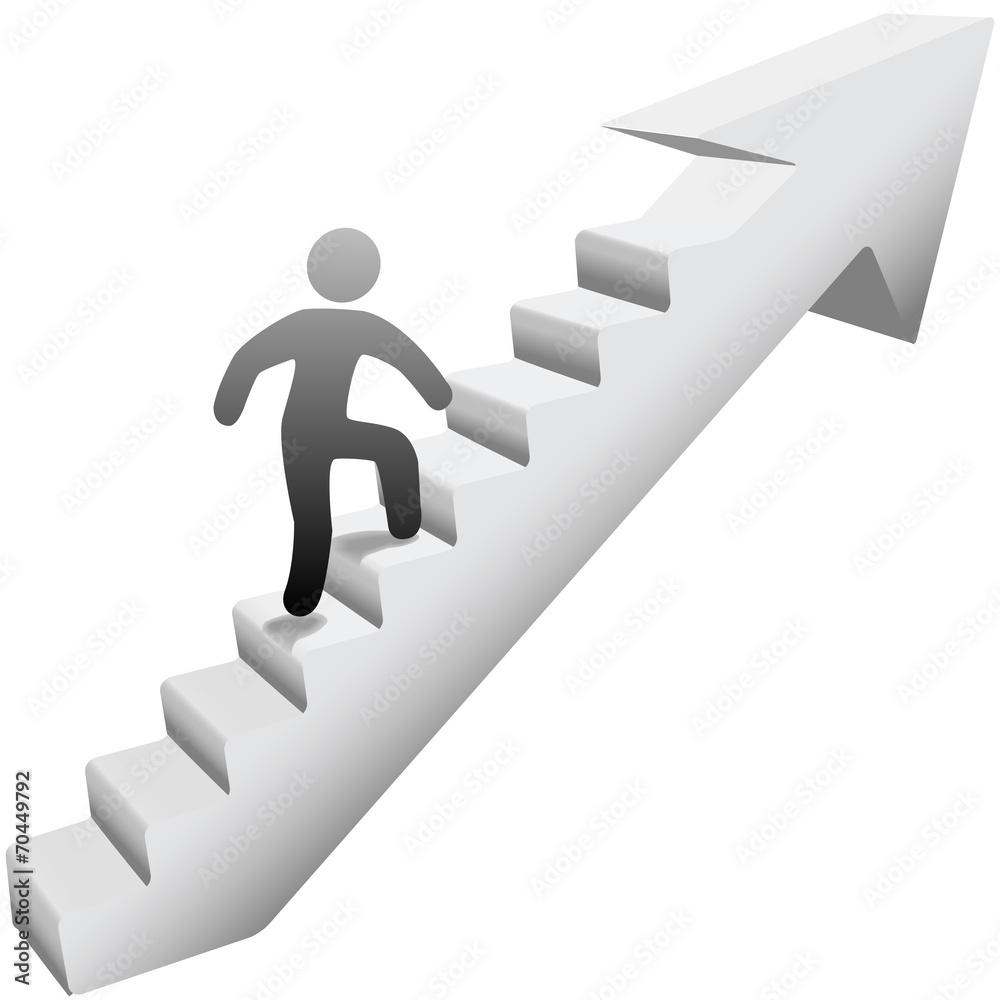 Person climbing stairs to success Person climbing stairs to success