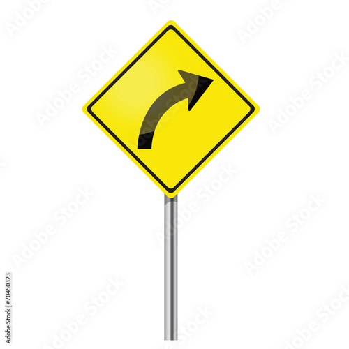 Yellow Curve Sign