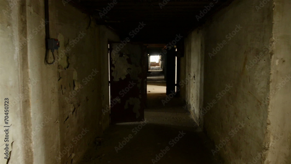 Slow motion on the abandoned hallway