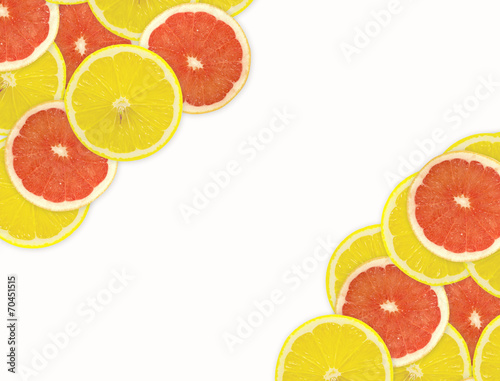 Abstract background of citrus slices. Closeup. Studio photograph
