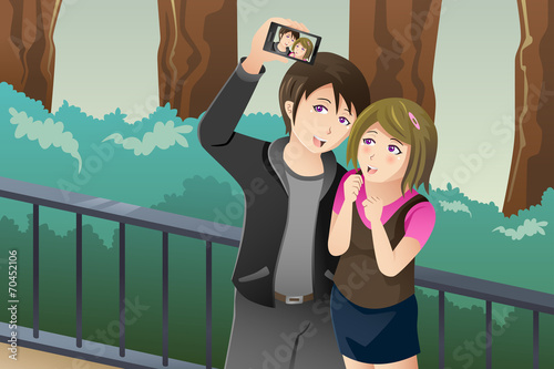 Couple taking a selfie picture of themselves