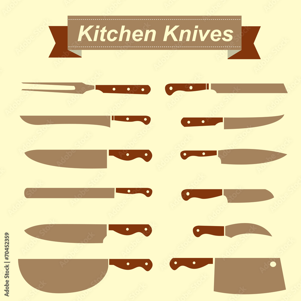 Kitchen Knives icon set