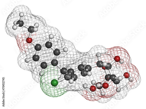 Dapagliflozin diabetes drug molecule. 