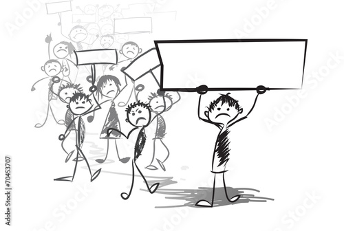 Cartoon people representing .Protest meeting