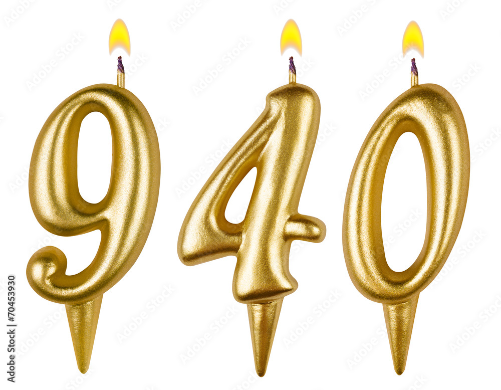 candles number nine hundred forty isolated on white background candles number nine hundred forty isolated on white background