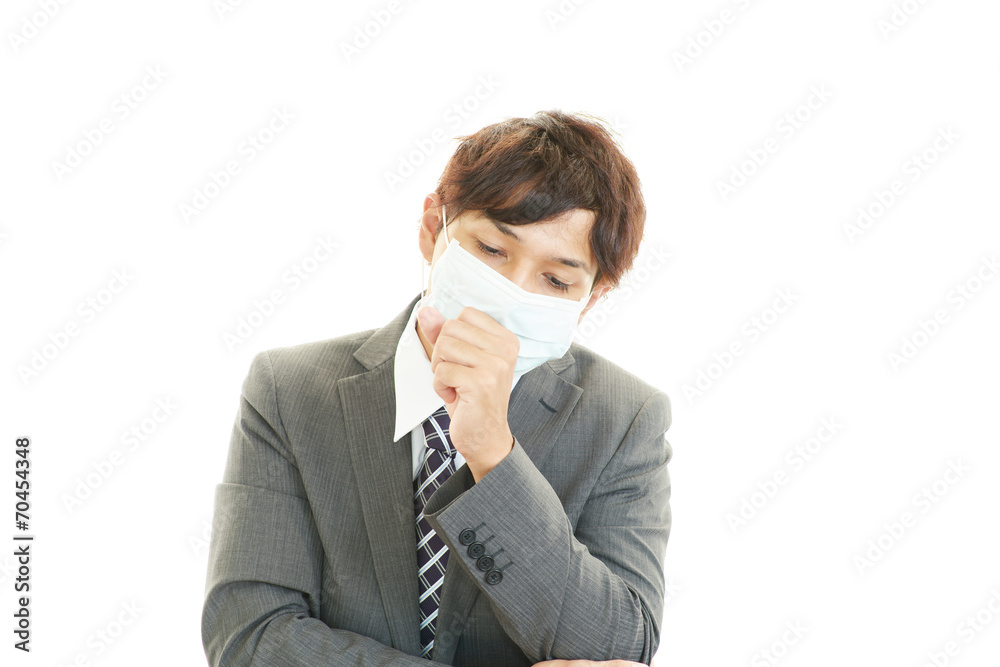 風邪に罹患した男性 風邪に罹患した男性