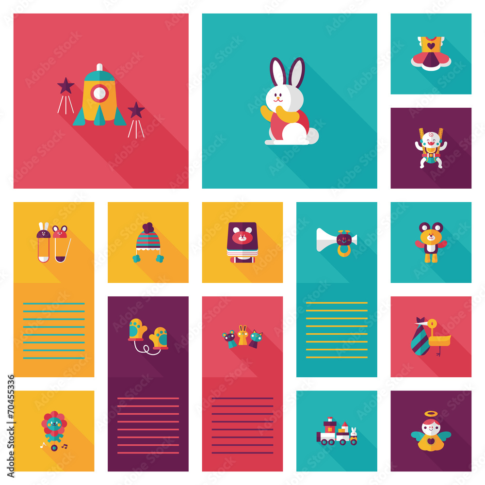 Fototapeta premium baby flat ui bakcground set