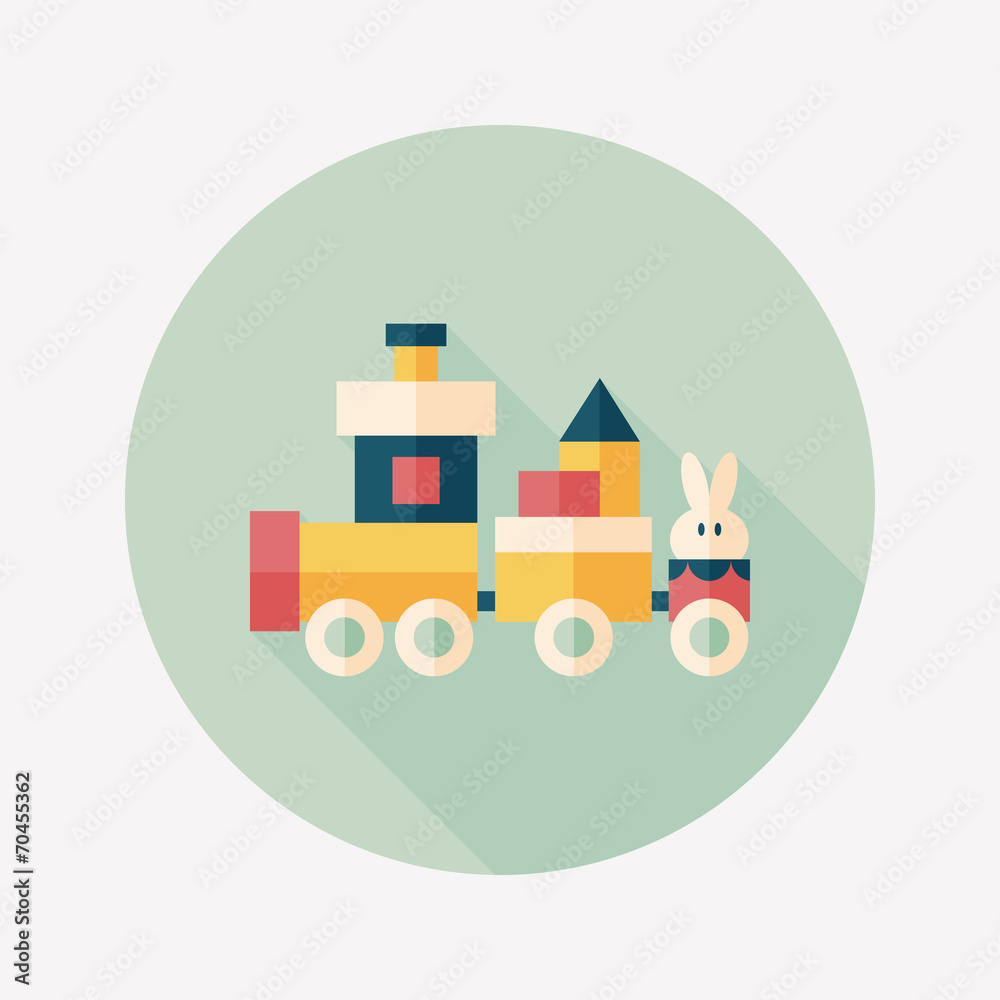 Naklejka premium Train toy flat icon with long shadow,EPS 10