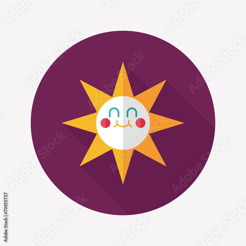 sun flat icon with long shadow