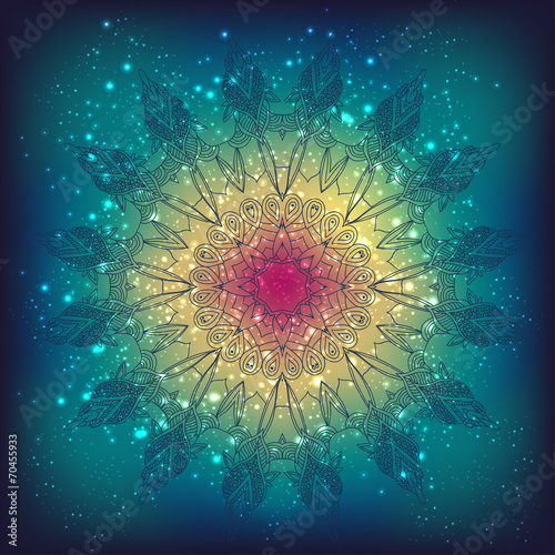vector delicate lace round floral pattern
