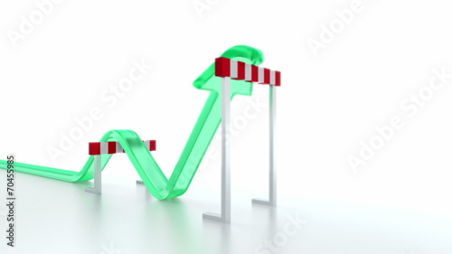 Arrow jumping over hurdles