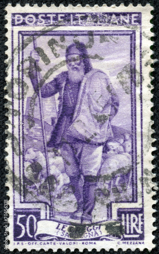 stamp printed in Italy shows Shepherd and Flock, Sardegna