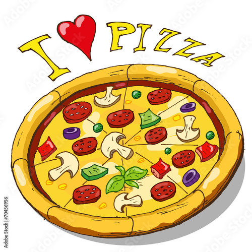 Hand drawing pizza