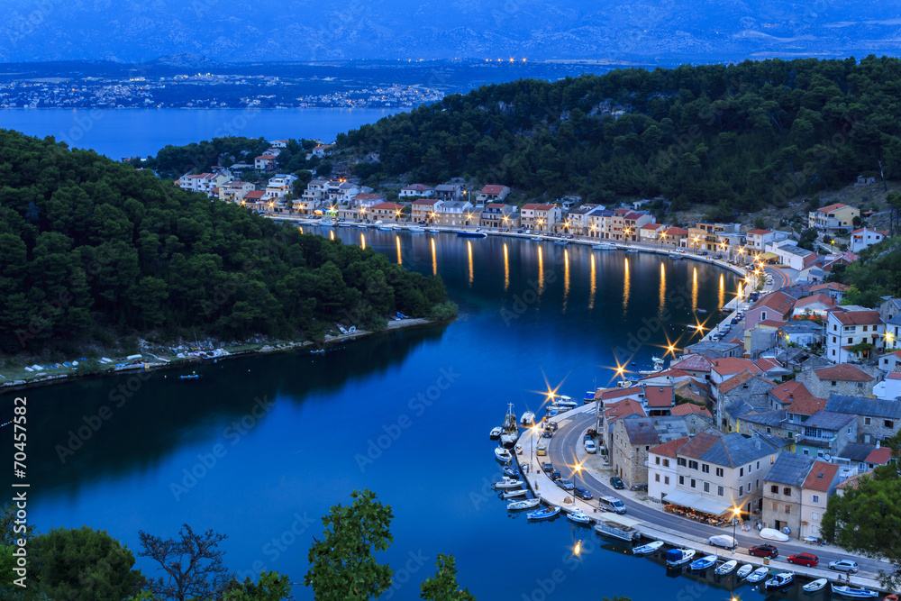 Fototapeta premium Night photo of Dalmatian, fishermans town of Novigrad, Croatia