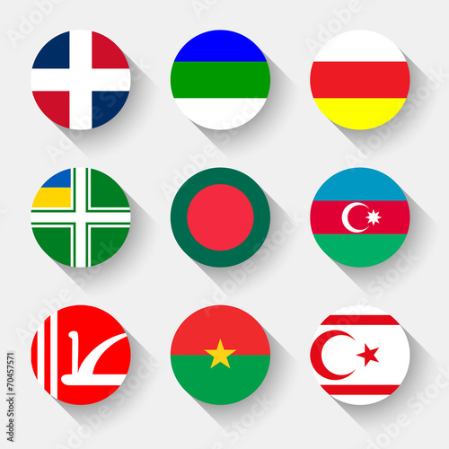 Flags of the world, round buttons