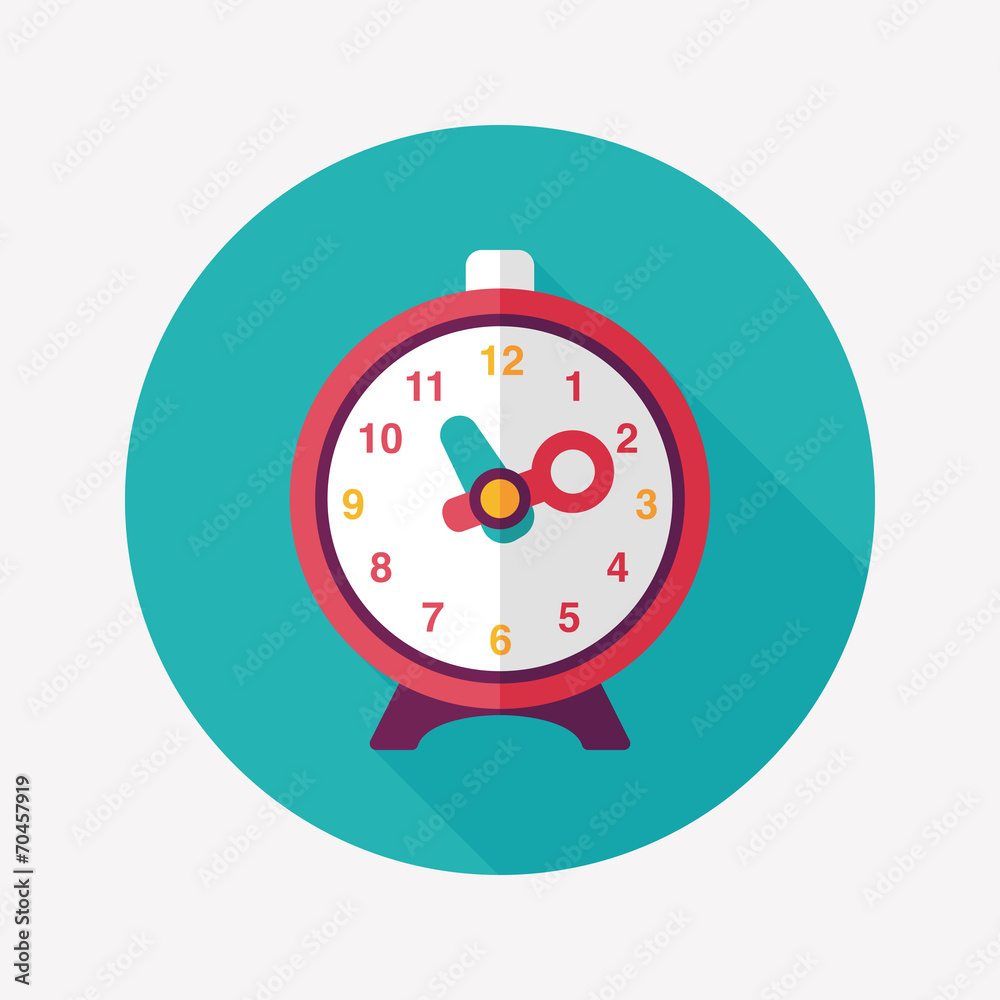 alarm clock flat icon with long shadow,eps10 alarm clock flat icon with long shadow,eps10