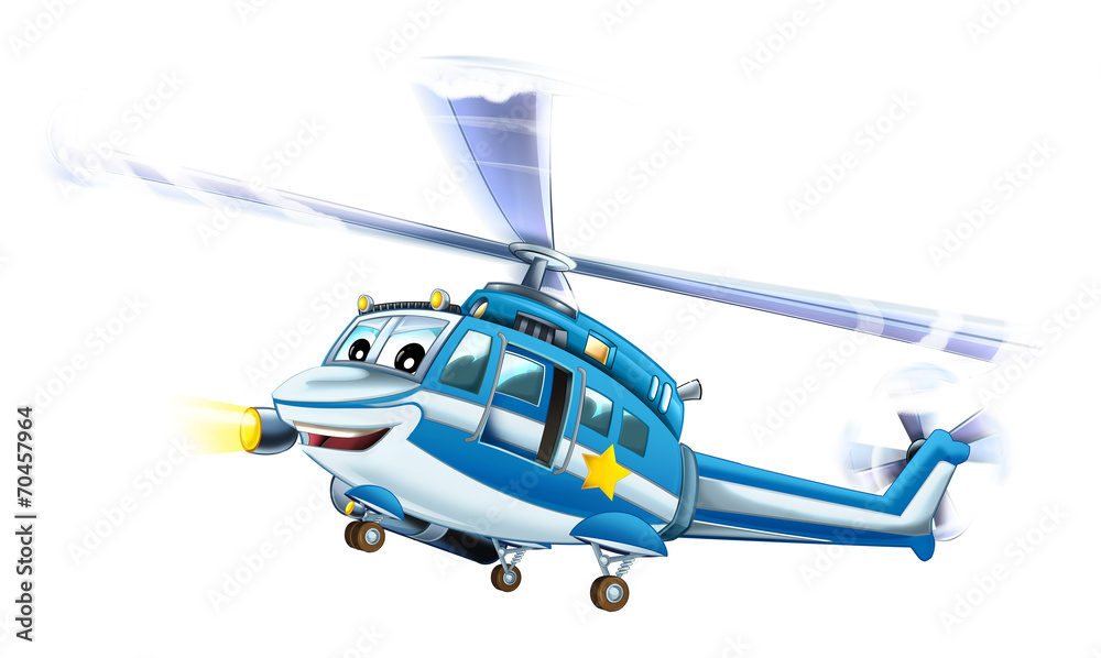 Cartoon police helicopter - illustration for the children