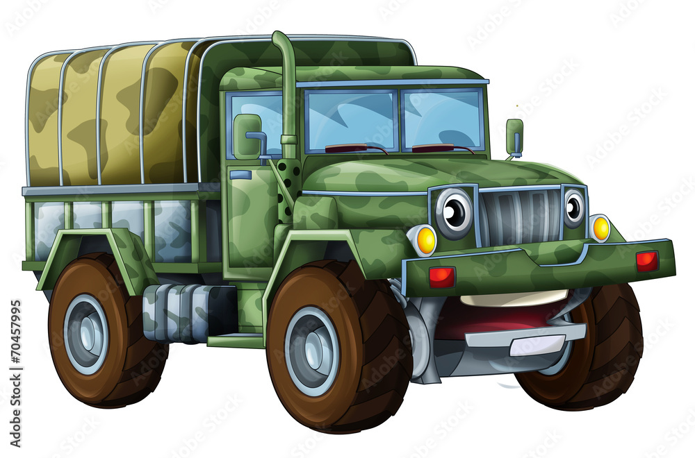 Cartoon military truck - illustration for the children