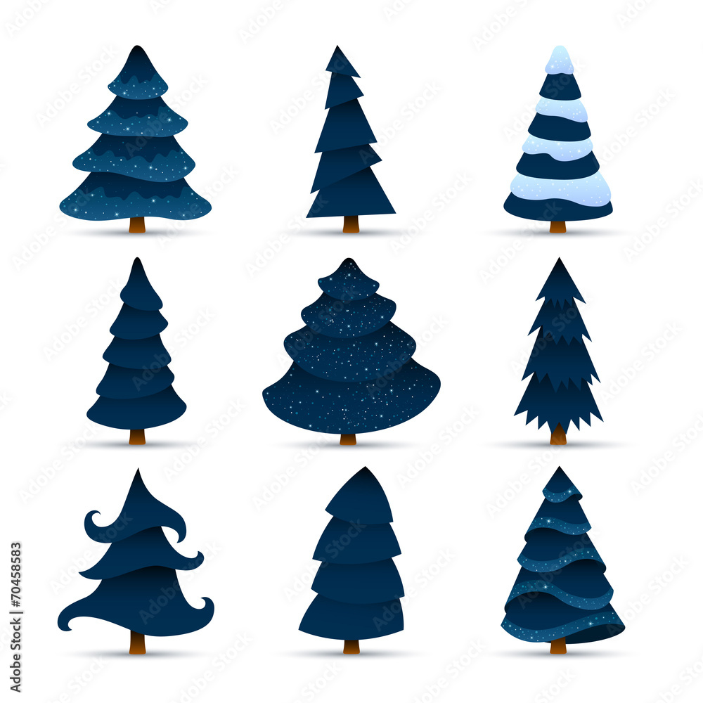 Vector Illustration of Christmas Trees