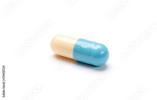 Blue vitamins, isolated on white. Healthcare concept