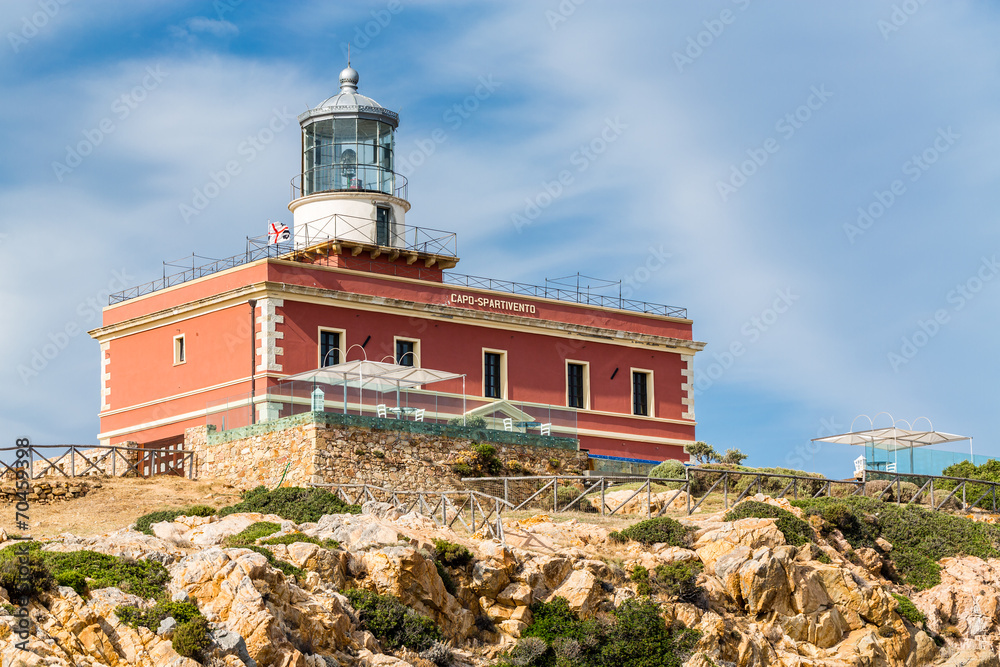 Lighthouse Capo Spartivento. Sardinia island. Italy.
