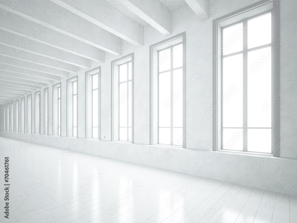 Loft space with white concretely walls Loft space with white concretely walls