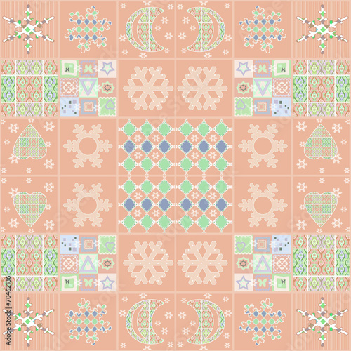 Patchwork seamless christmas pattern with elements background