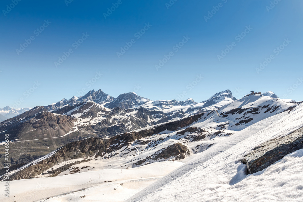 Mountain Range Landscape With Blue Sky