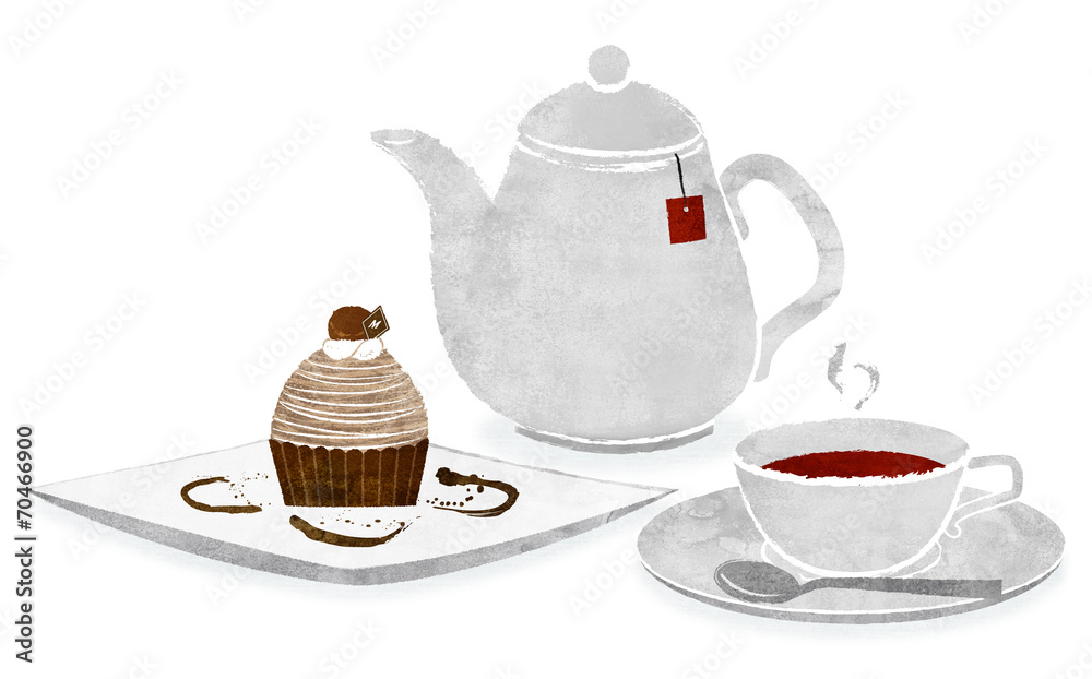 モンブランと紅茶 茶 Stock イラスト Adobe Stock