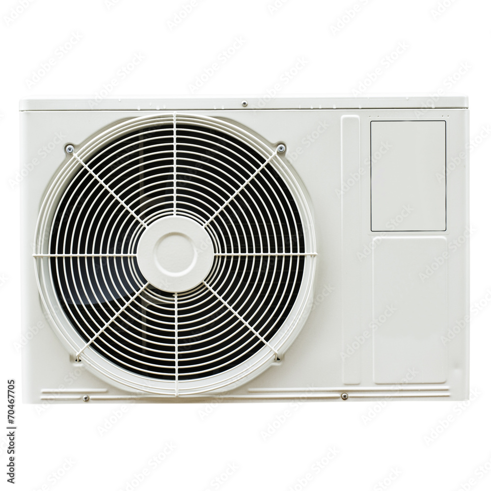 White metal air compressor isolated with clipping path.