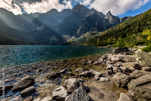 Green water mountain lake Morskie Oko, Tatra Mountains, Poland © Curioso.Photography