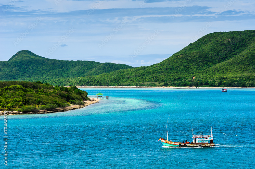 Green island and sea nature landscape