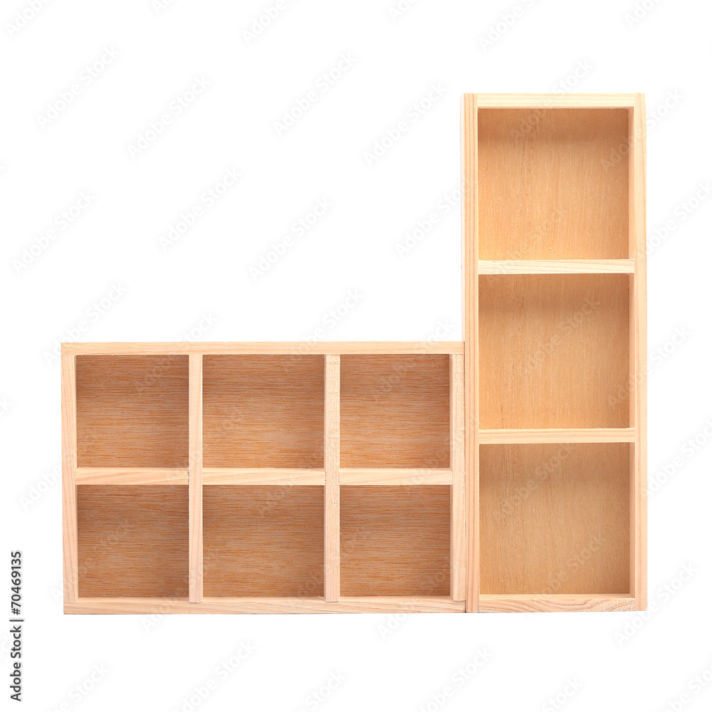 wood shelves isolated on white background