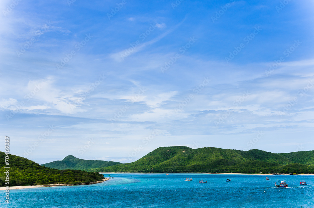 Green island and sea nature landscape Green island and sea nature landscape