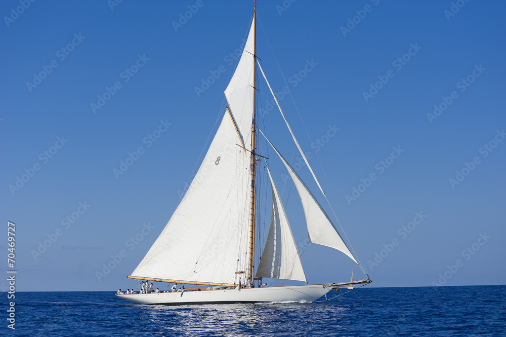 Ancient sailing boat during a regatta at the Panerai Classic Yac Ancient sailing boat during a regatta at the Panerai Classic Yac