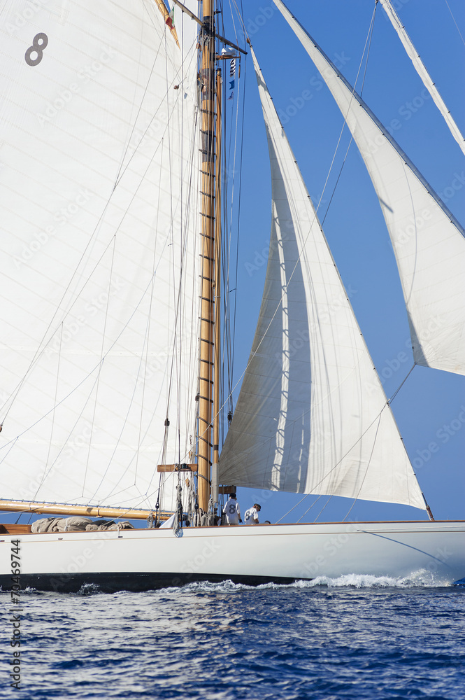 Fototapeta premium Ancient sailing boat during a regatta at the Panerai Classic Yac