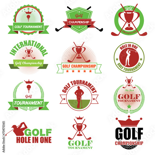 Set of vintage golf tournament badge labels. Vector Illustration