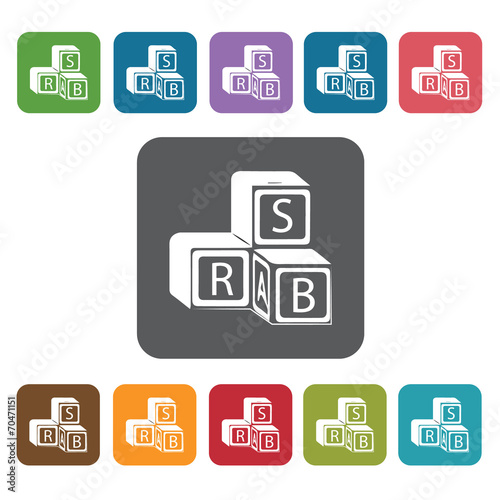 Toy blocks icon. Baby Toys And Care icon set. Rectangle colourfu