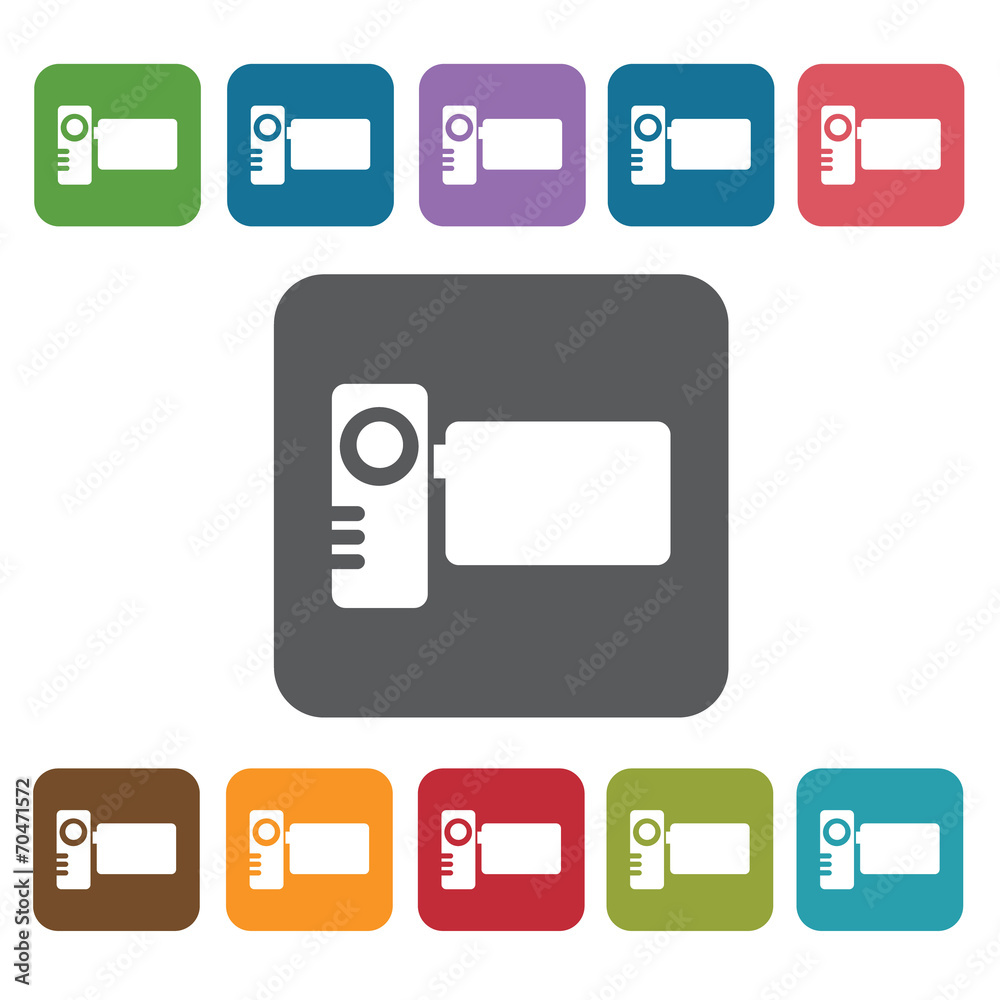 Videocam icon. Cinema movie icons set. Rectangle colourful 12 bu Videocam icon. Cinema movie icons set. Rectangle colourful 12 bu