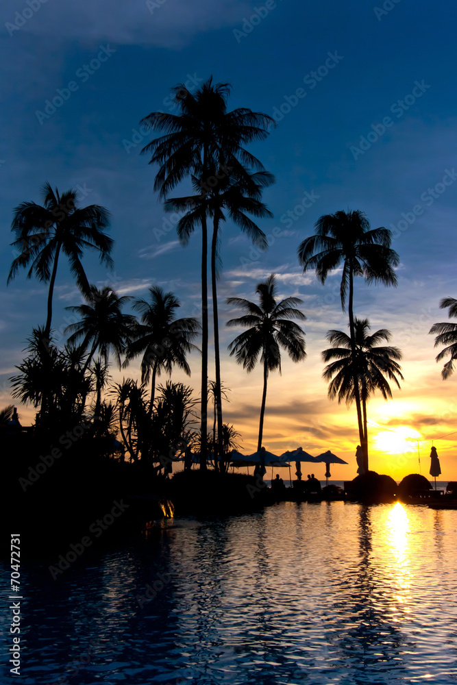 Sunset at beach resort