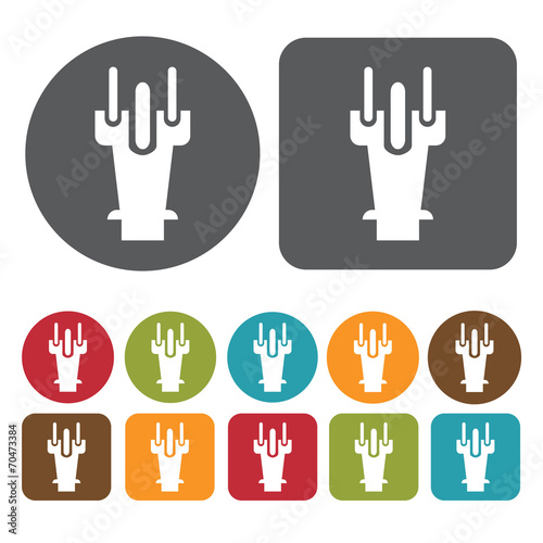 Three prong male plug icon. Electric plug icon set. Round and re