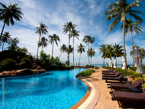 resort hotel pool at sea