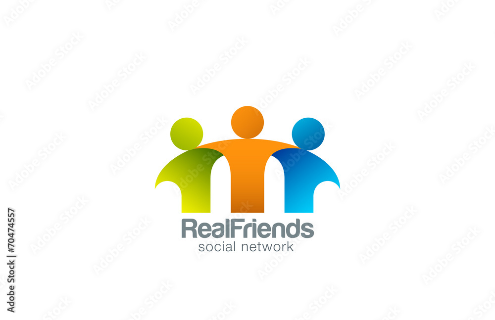 Social Network Team Partners Friends logo design vector - obrazy, fototapety, plakaty 