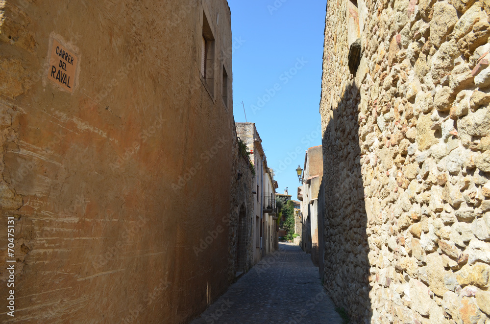 cobblestone street in spanish village