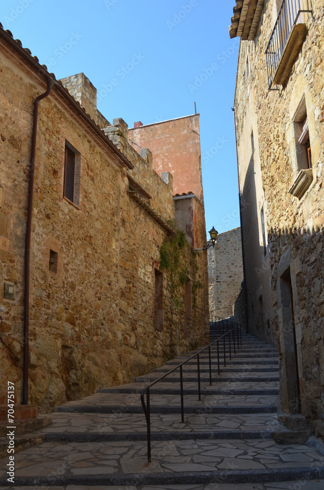 Stairs in street in medieval Spanish village