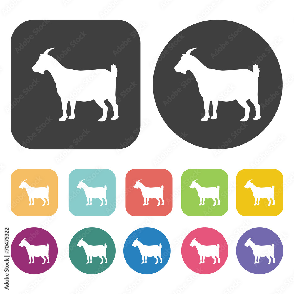 Fototapeta premium Goat icon. Farming icon set. Round and rectangle colourful 12 bu
