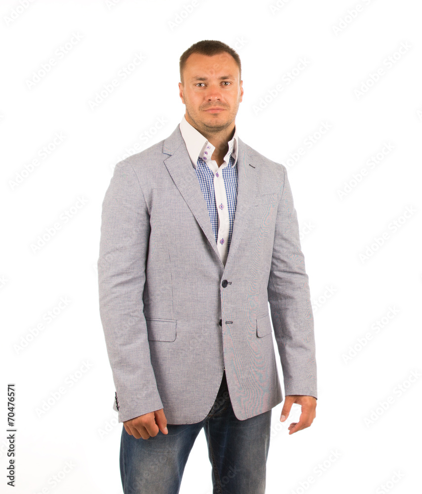 Good Looking Man in Gray Coat and Blue Pants Good Looking Man in Gray Coat and Blue Pants