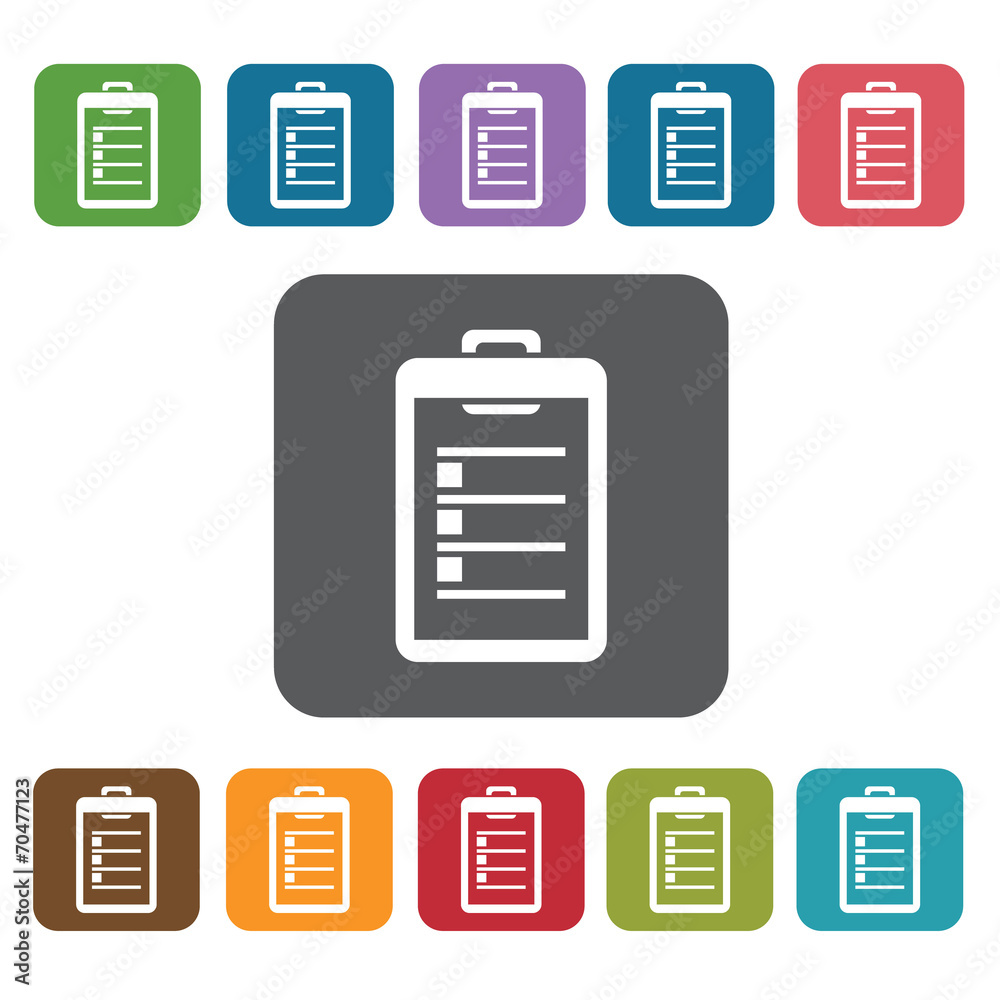Nurse chart icon. Medical icons set. Rectangle colourful 12 butt Nurse chart icon. Medical icons set. Rectangle colourful 12 butt