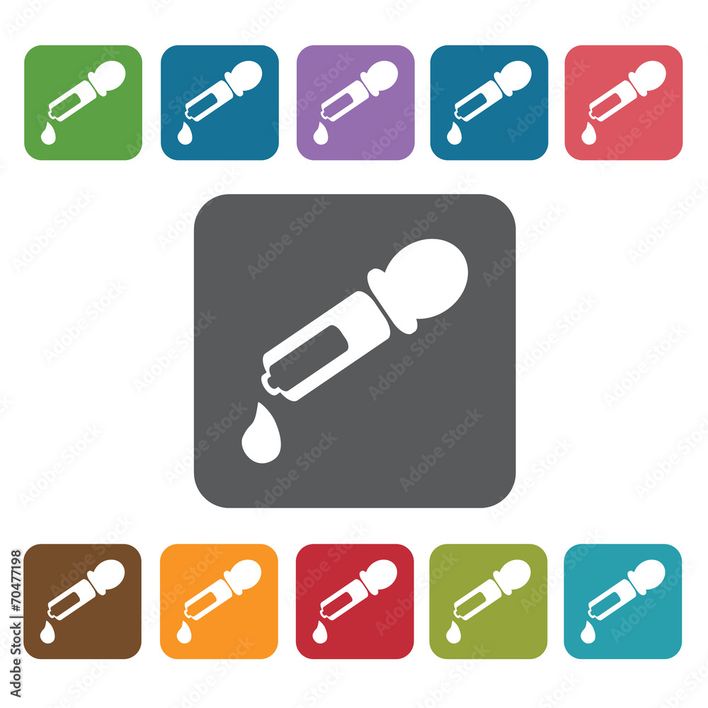 Dropper icon. Medical icons set. Rectangle colourful 12 buttons. Dropper icon. Medical icons set. Rectangle colourful 12 buttons.